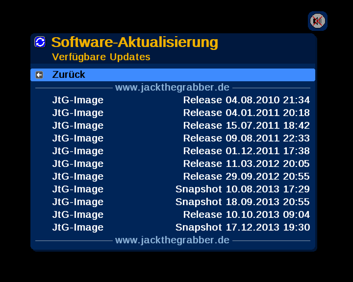 Screenshot - Software-Aktualisierung