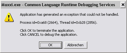 Fehlermeldung beim Beenden von Muxxi